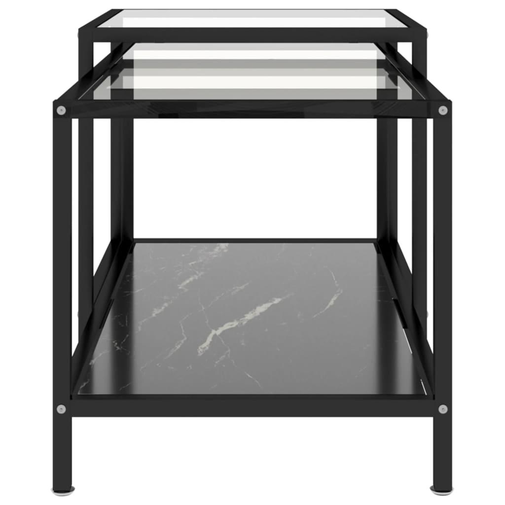 Tea Tables 2 pcs Tempered Glass Black