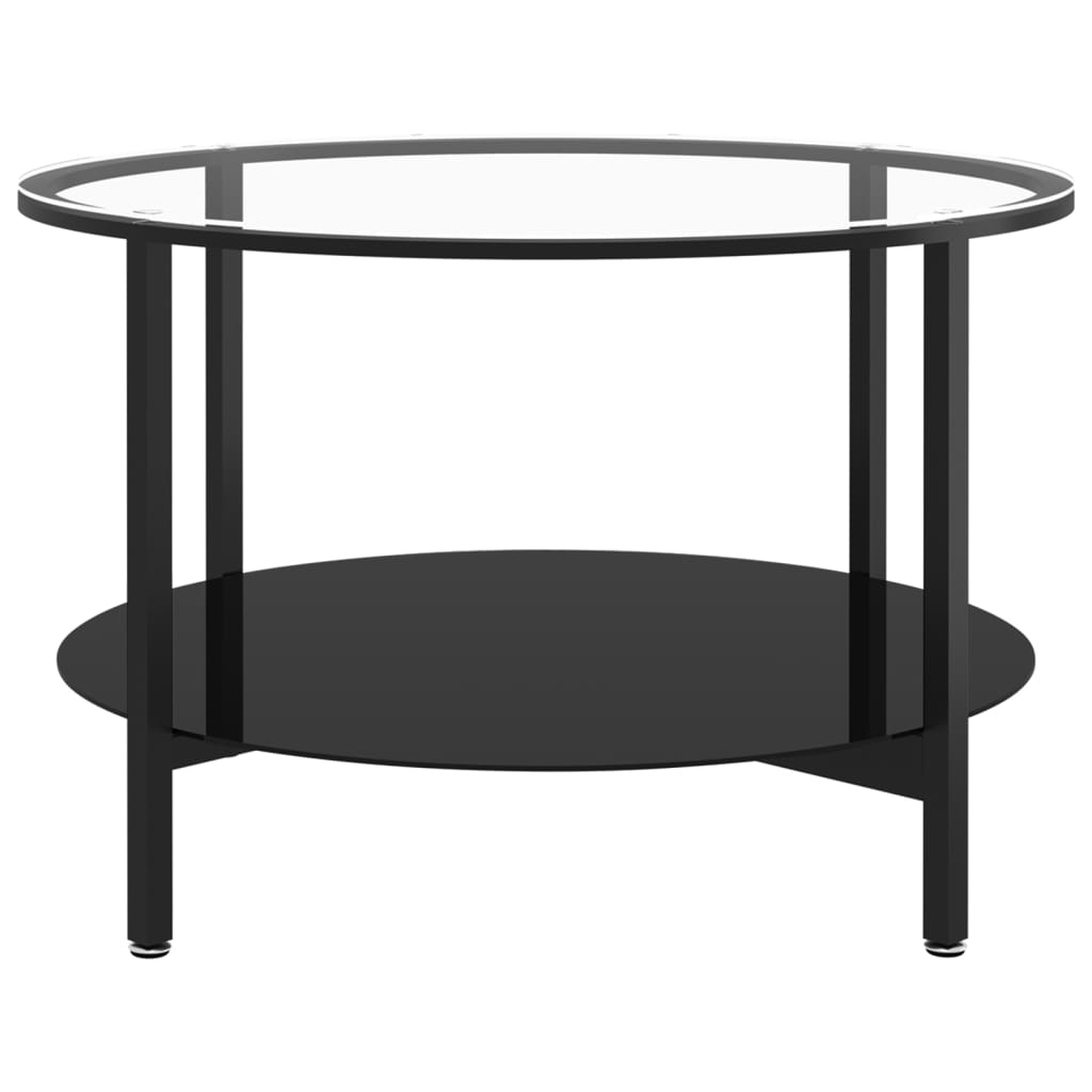 Tea Table Black and Transparent 70 cm Tempered Glass