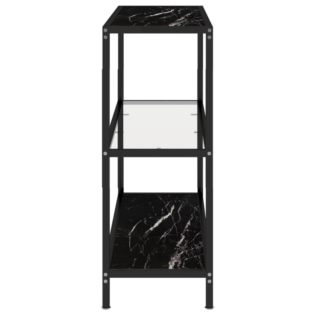 Console Table Transparent and Black Marble 100x36x90 cm Tempered Glass