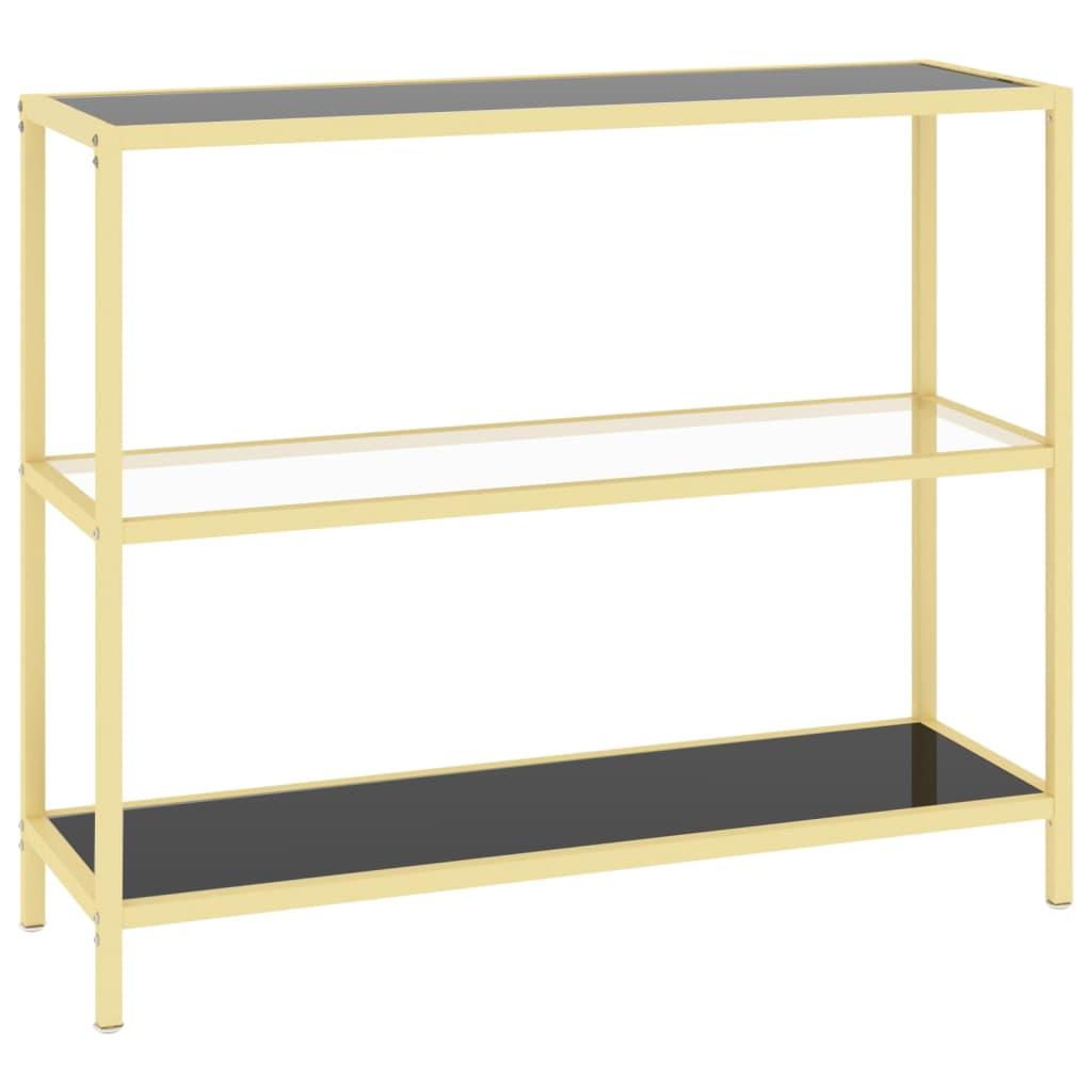 Console Table Black and Transparent 100x36x90 cm Tempered Glass