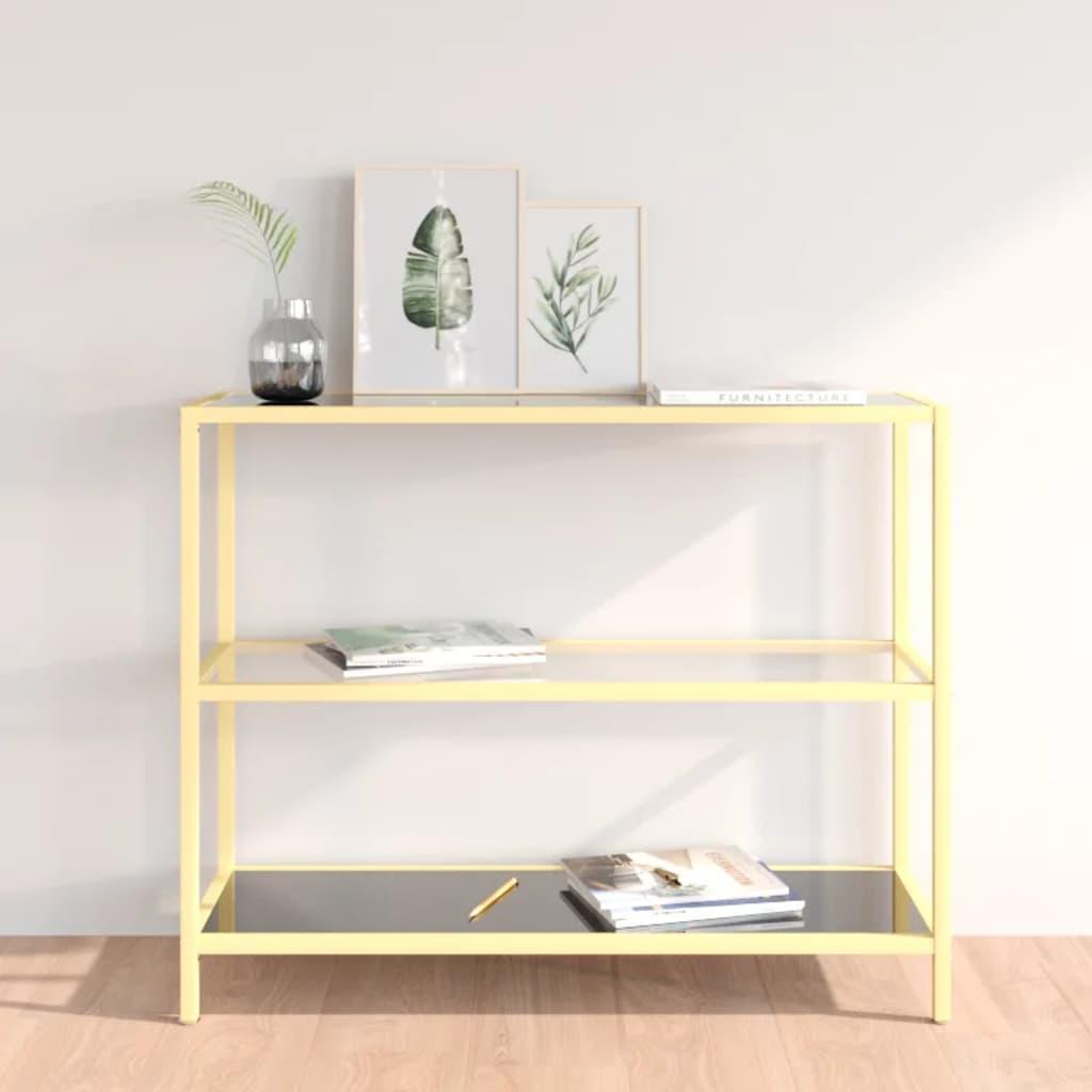 Console Table Black and Transparent 100x36x90 cm Tempered Glass
