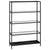 Shelf Black Marble and Transparent 100x36x168 cm Tempered Glass