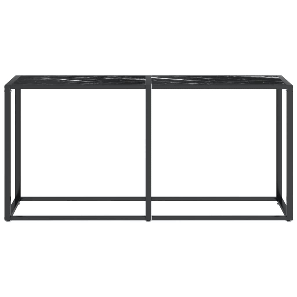 Console Table Black Marble 160x35x75.5cm Tempered Glass