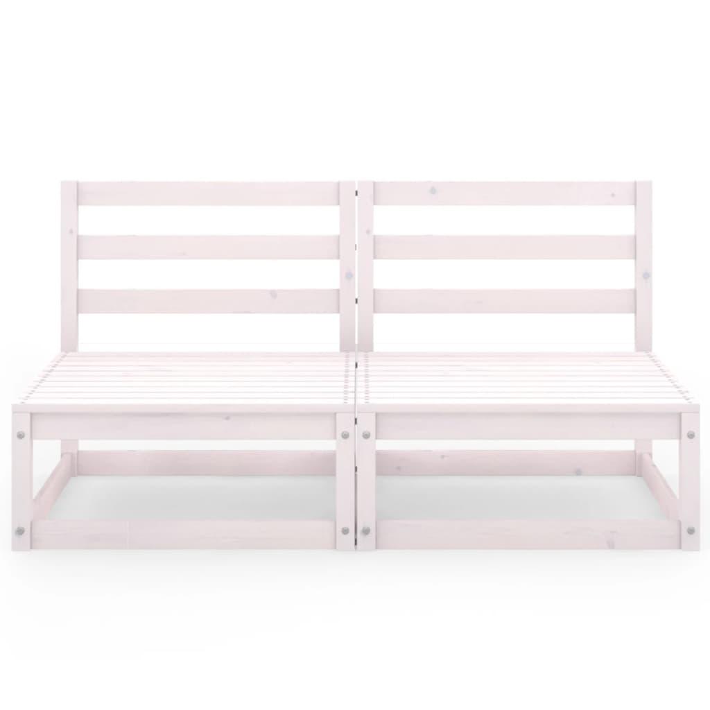 Garden 2-Seater Sofa White Solid Wood Pine