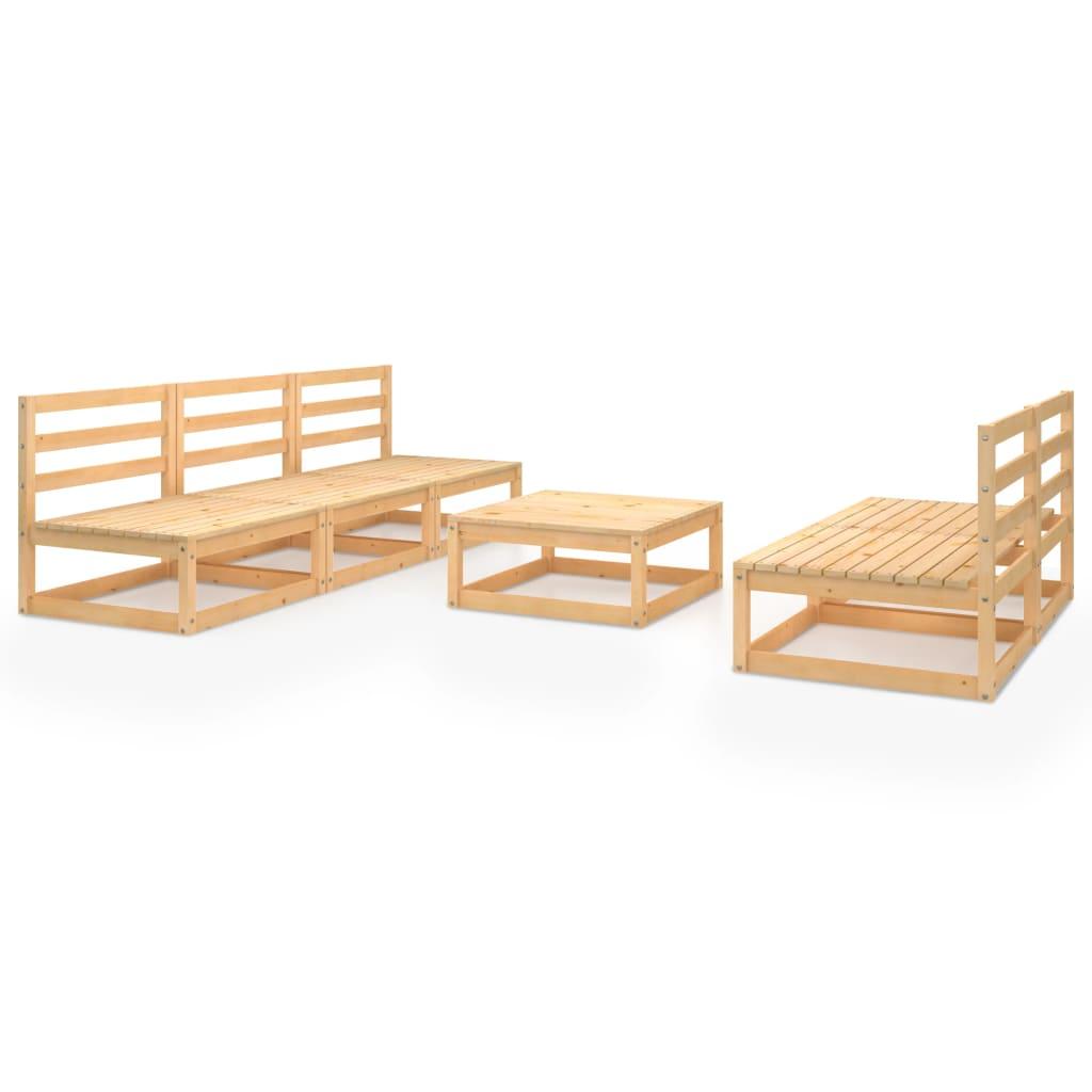 6 Piece Garden Lounge Set Solid Pinewood