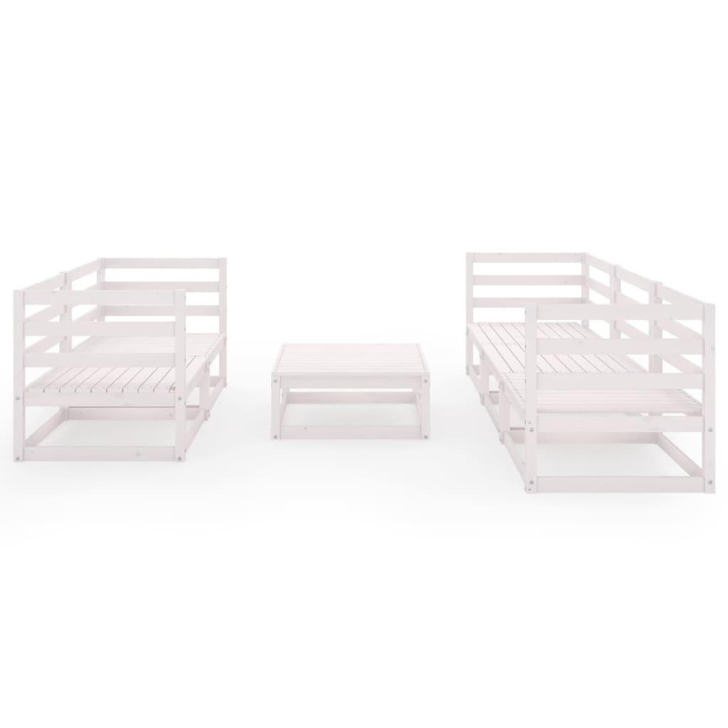 6 Piece Garden Lounge Set White Solid Pinewood