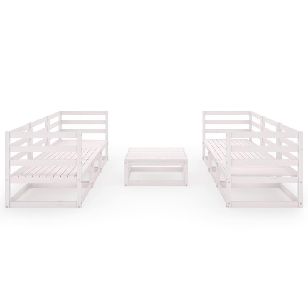 7 Piece Garden Lounge Set White Solid Pinewood