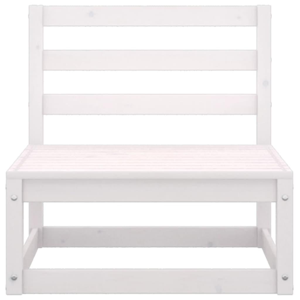 5 Piece Garden Lounge Set White Solid Pinewood