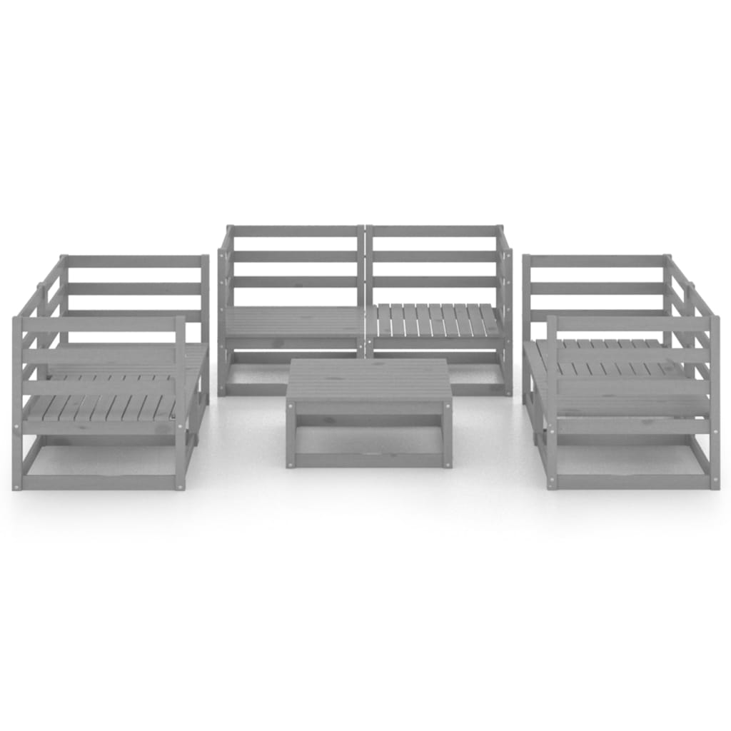 7 Piece Garden Lounge Set Grey Solid Pinewood