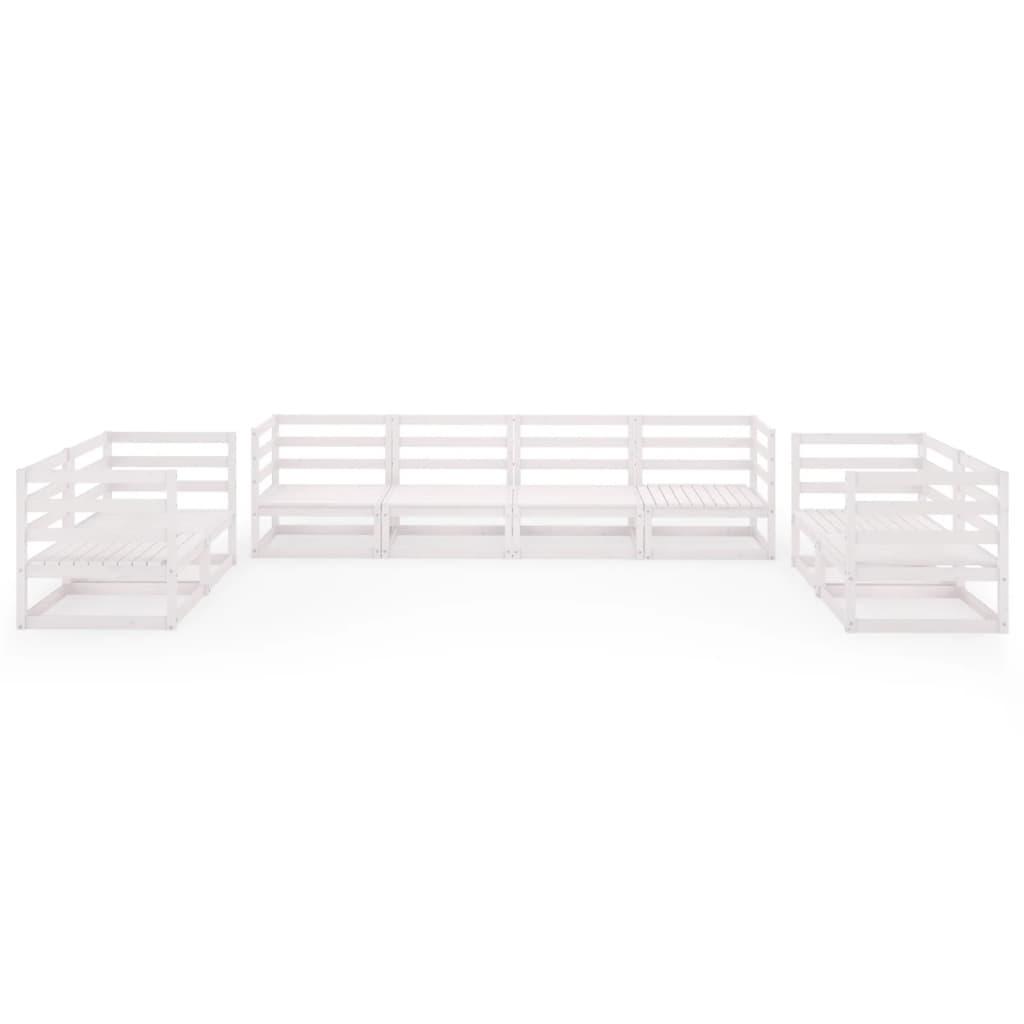 8 Piece Garden Lounge Set White Solid Pinewood