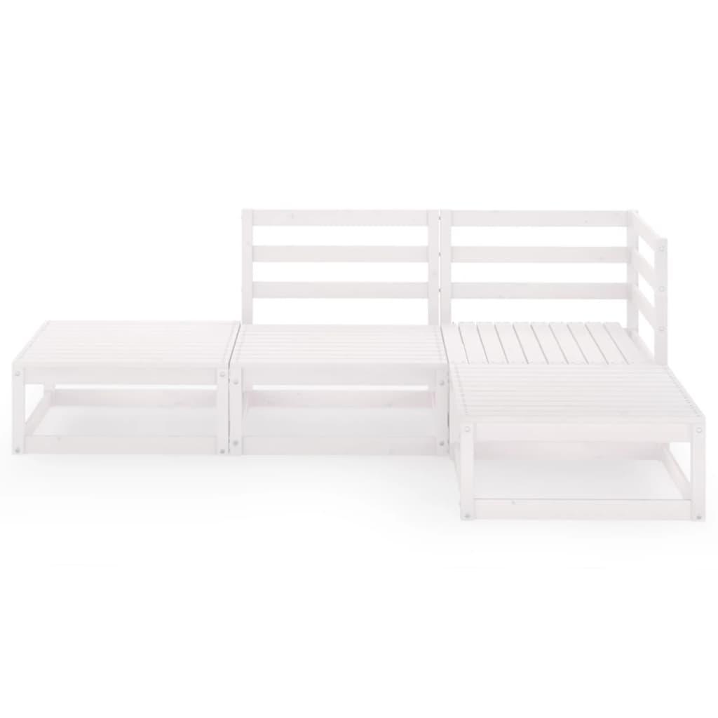 4 Piece Garden Lounge Set White Solid Pinewood