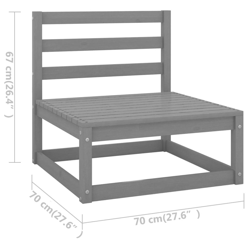 6 Piece Garden Lounge Set Grey Solid Pinewood