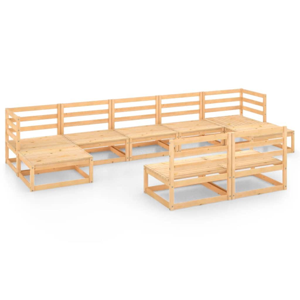 9 Piece Garden Lounge Set Solid Pinewood