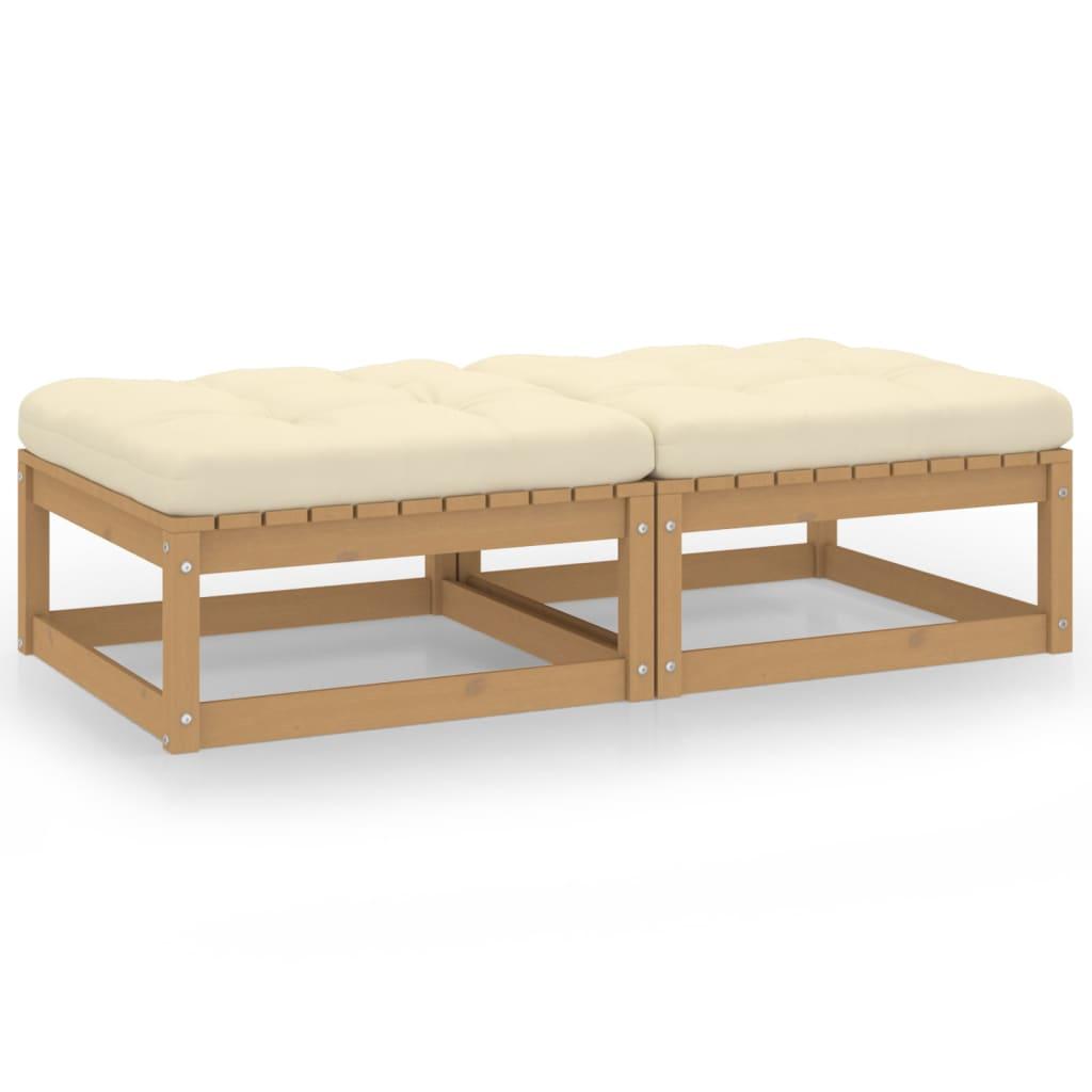 Garden Footstools with Cushions 2 pcs Solid Wood Pine