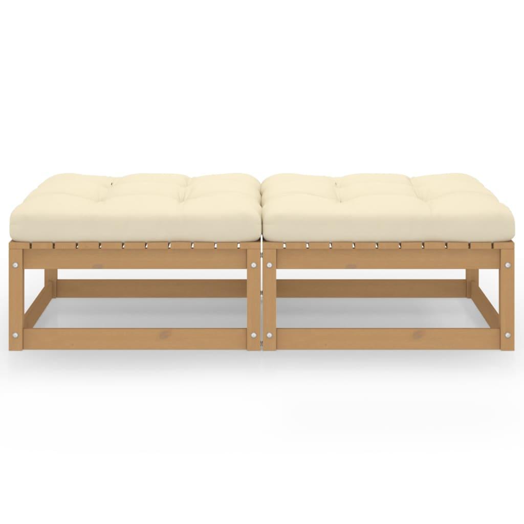 Garden Footstools with Cushions 2 pcs Solid Wood Pine