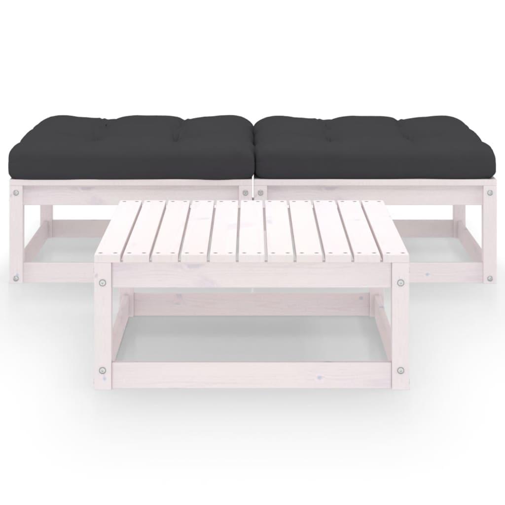3 Piece Garden Lounge Set with Cushions Solid Pinewood