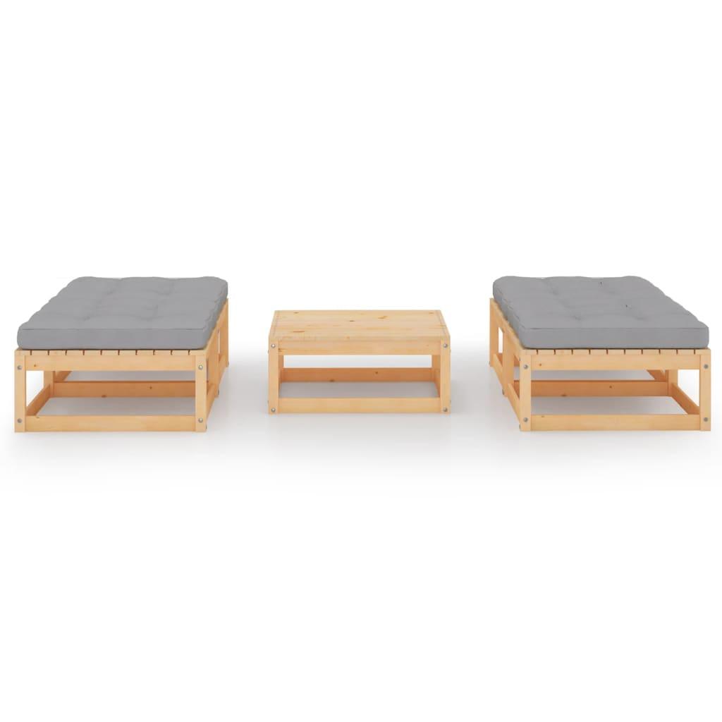 5 Piece Garden Lounge Set with Cushions Solid Pinewood