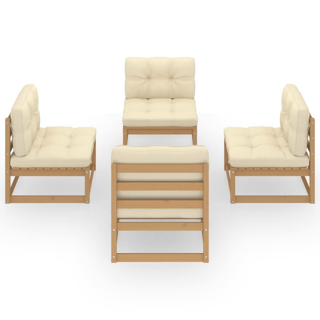 4 Piece Garden Lounge Set with Cushions Solid Pinewood