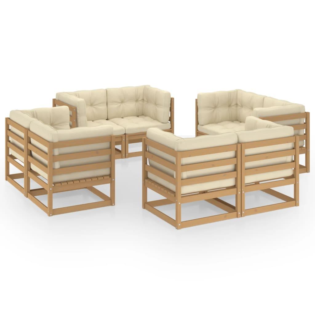 8 Piece Garden Lounge Set with Cushions Solid Pinewood