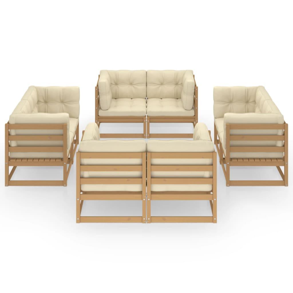 8 Piece Garden Lounge Set with Cushions Solid Pinewood