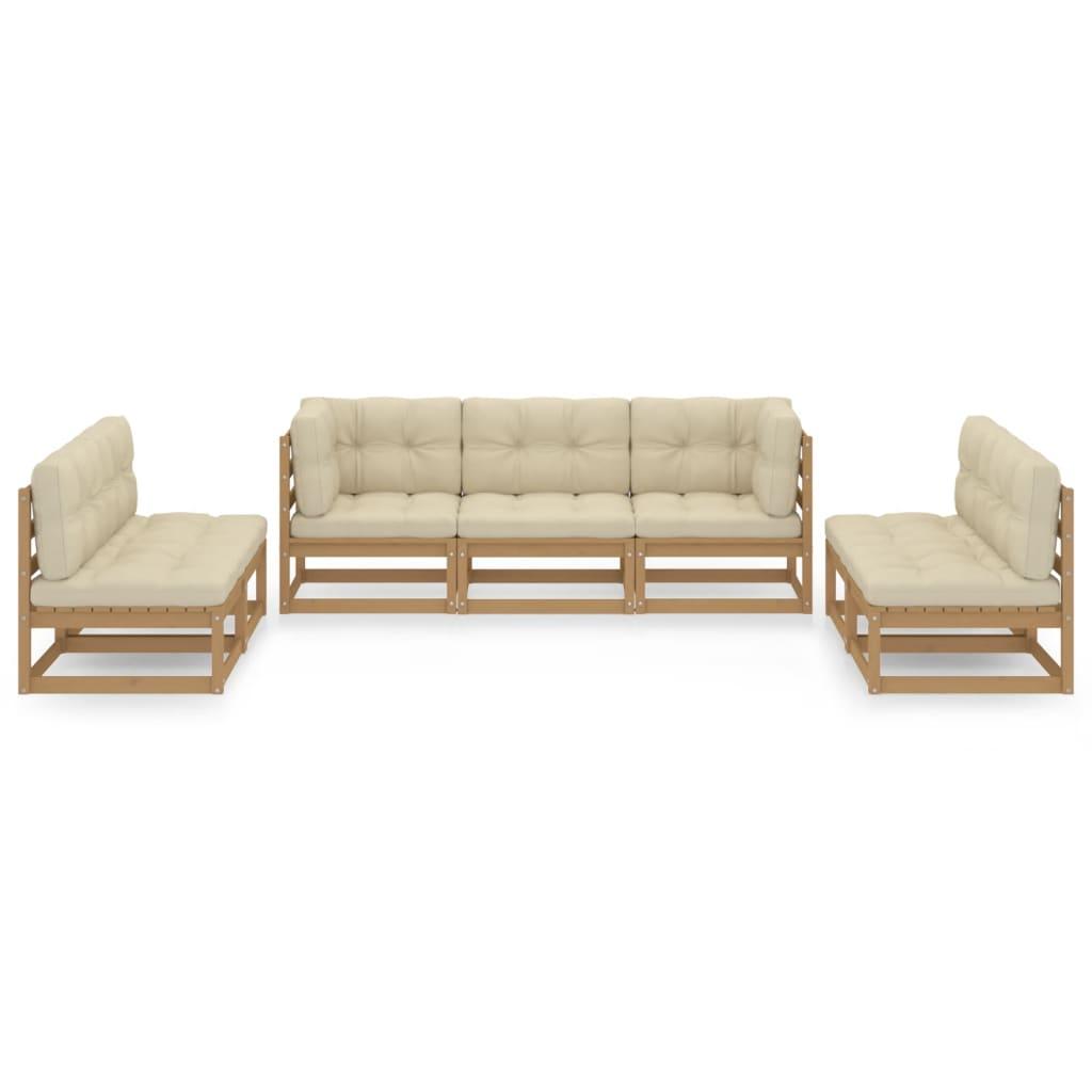 7 Piece Garden Lounge Set with Cushions Solid Pinewood