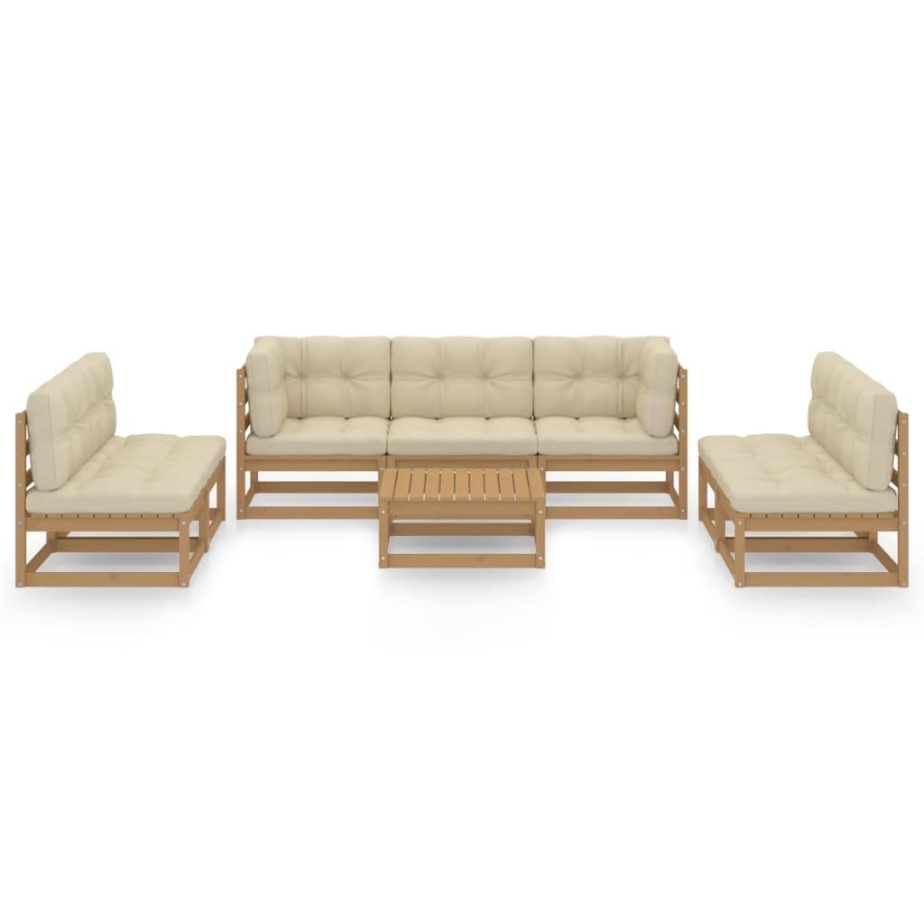 8 Piece Garden Lounge Set with Cushions Solid Pinewood