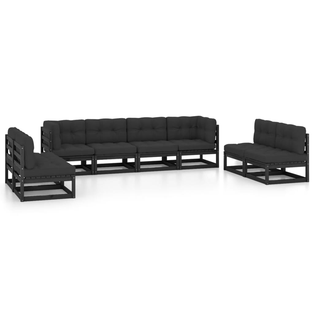 8 Piece Garden Lounge Set with Cushions Solid Pinewood