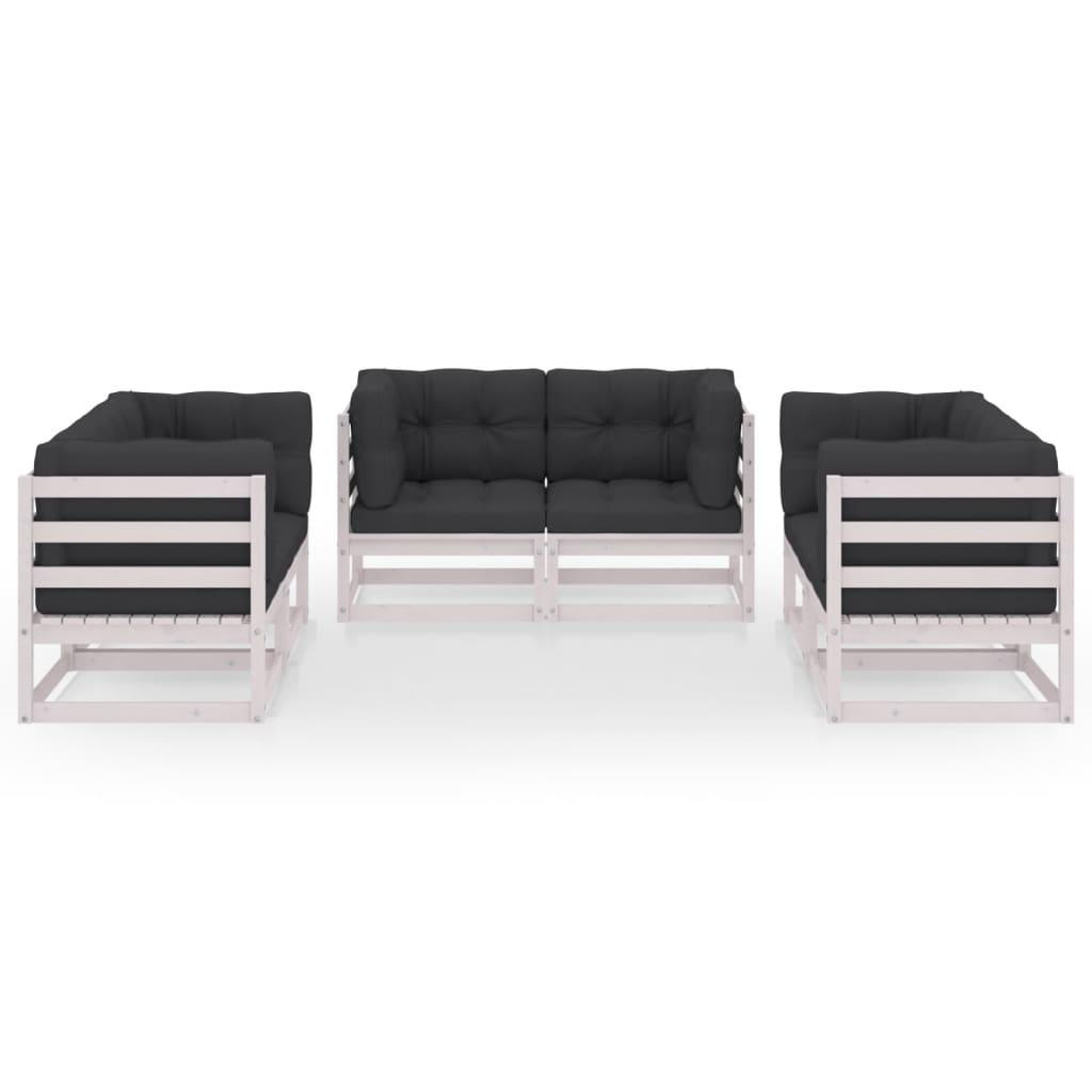 6 Piece Garden Lounge Set with Cushions Solid Pinewood