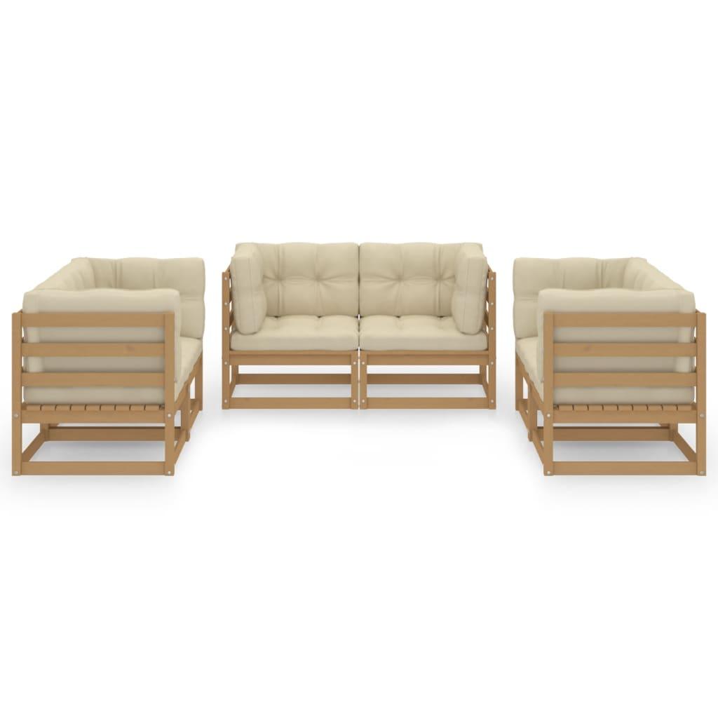 6 Piece Garden Lounge Set with Cushions Solid Pinewood