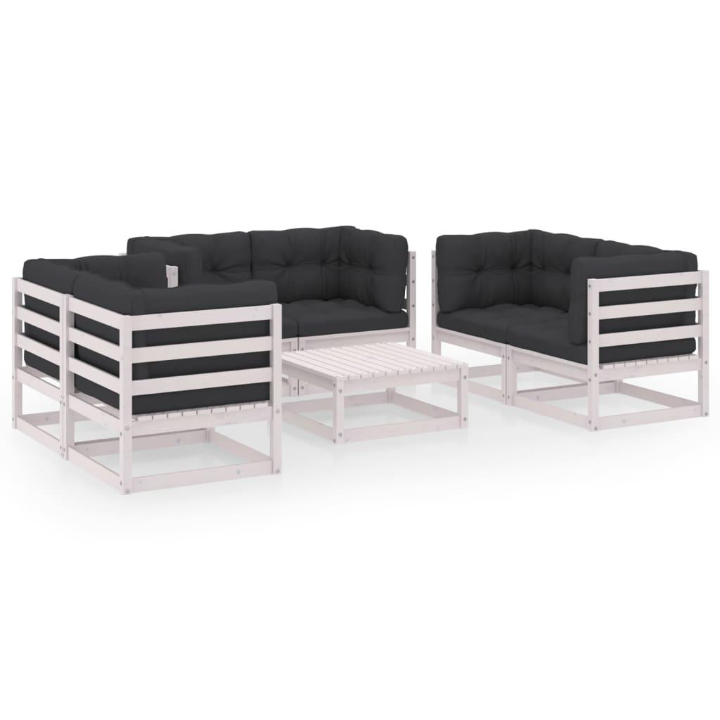 7 Piece Garden Lounge Set with Cushions Solid Pinewood