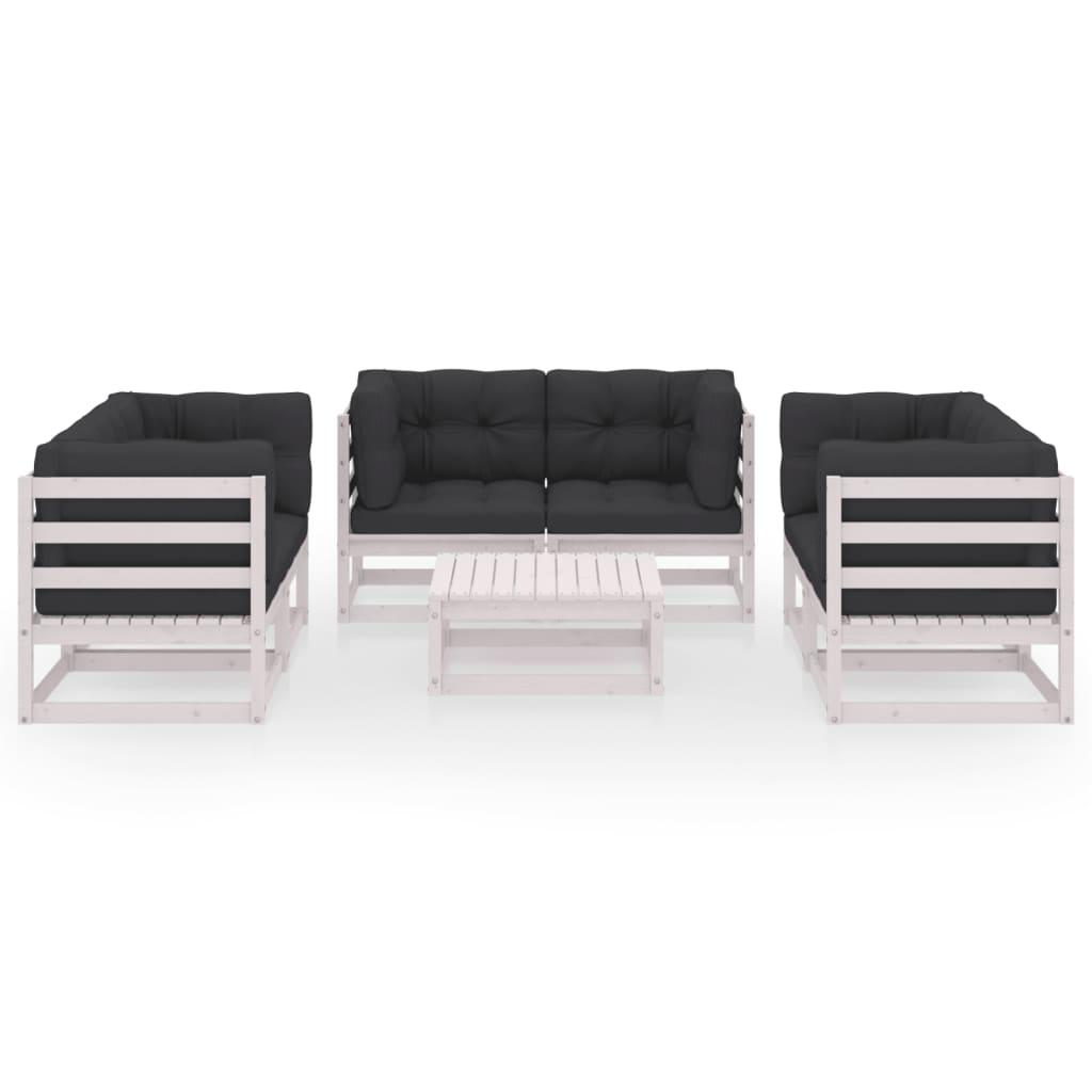 7 Piece Garden Lounge Set with Cushions Solid Pinewood