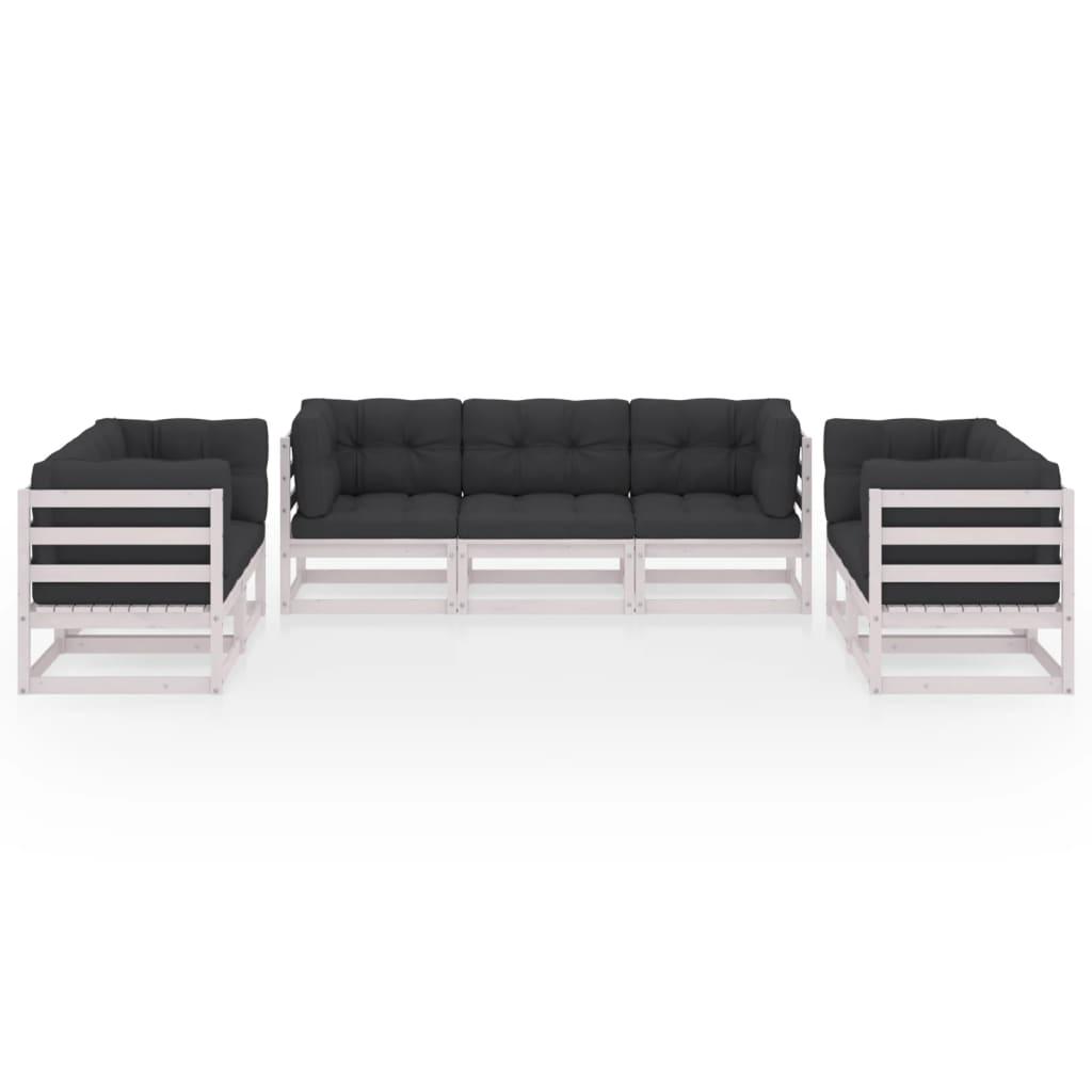 7 Piece Garden Lounge Set with Cushions Solid Pinewood