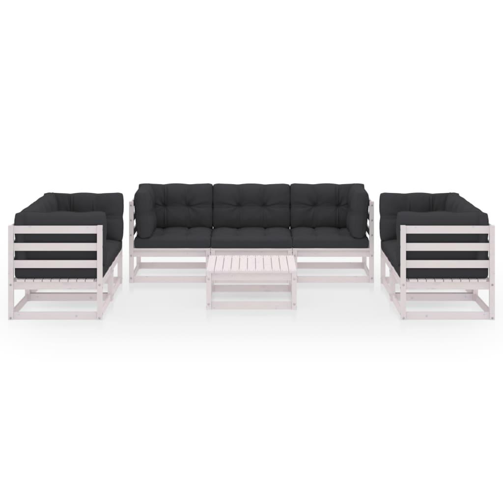 8 Piece Garden Lounge Set with Cushions Solid Pinewood