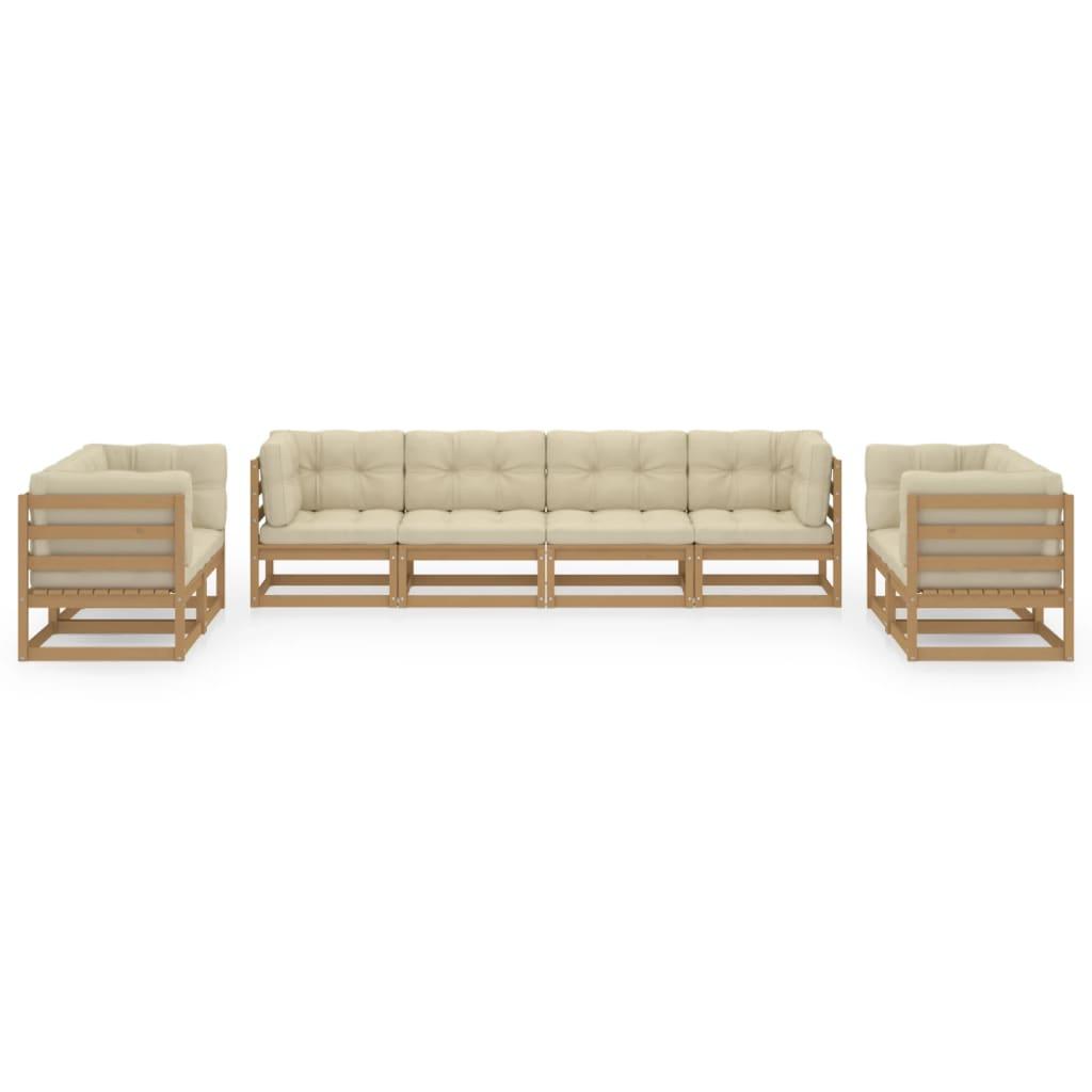 8 Piece Garden Lounge Set with Cushions Solid Pinewood