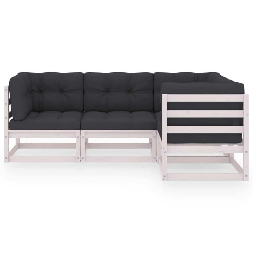 4 Piece Garden Lounge Set with Cushions Solid Pinewood