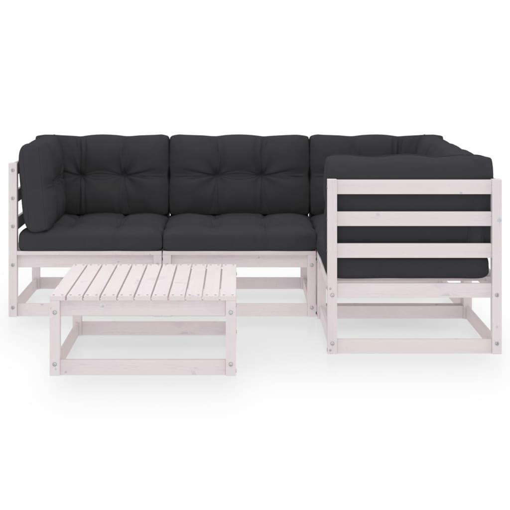 5 Piece Garden Lounge Set with Cushions Solid Pinewood