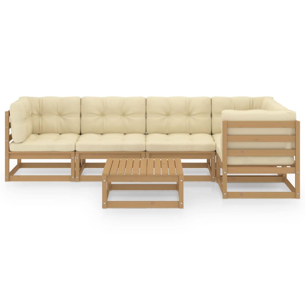 6 Piece Garden Lounge Set with Cushions Solid Pinewood