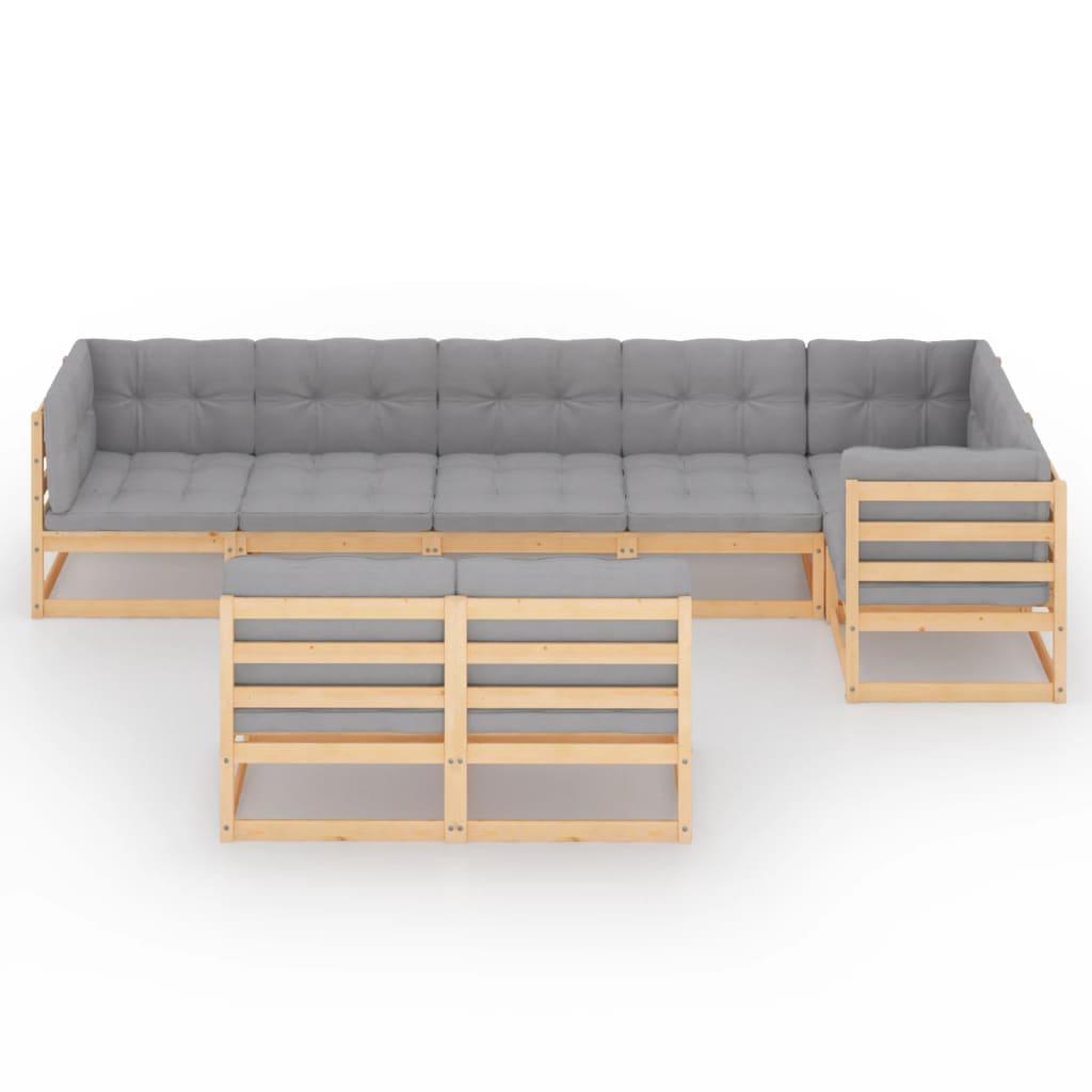 8 Piece Garden Lounge Set with Cushions Solid Pinewood