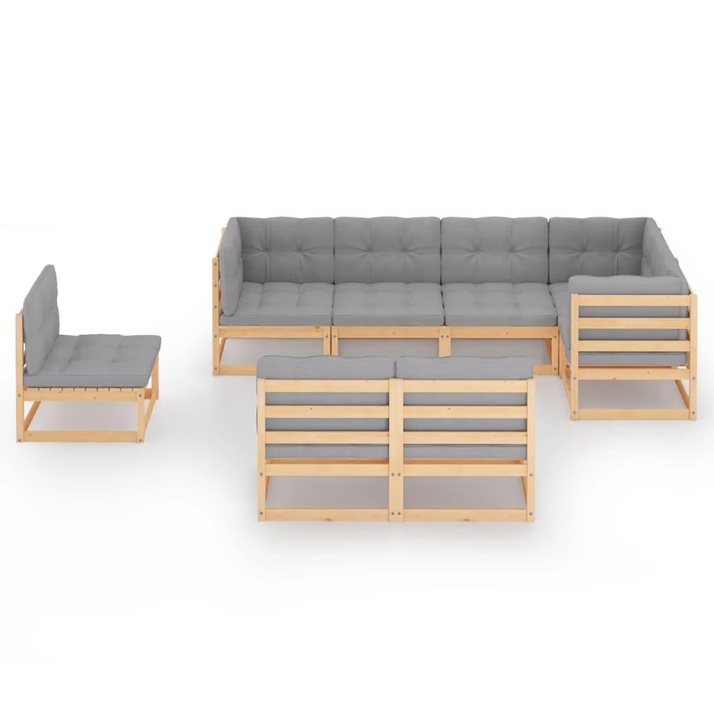 8 Piece Garden Lounge Set with Cushions Solid Pinewood
