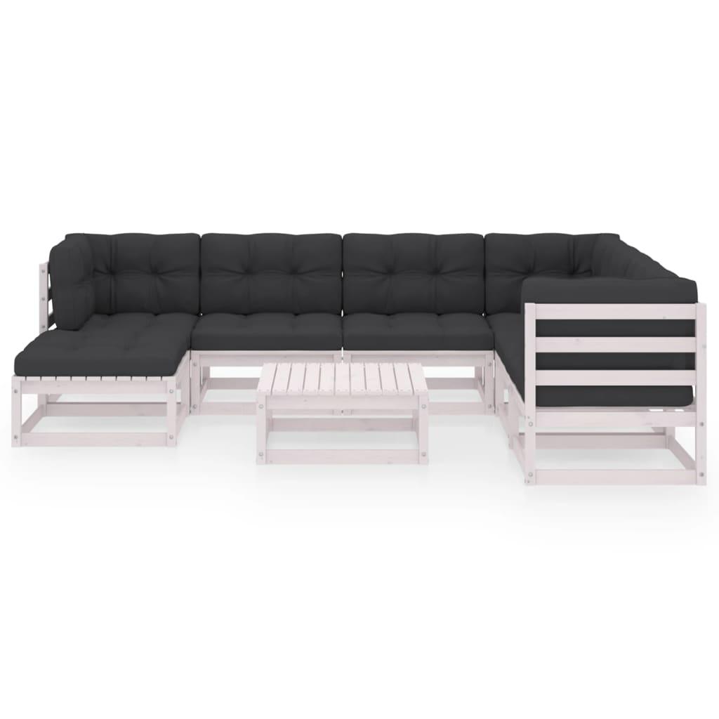 8 Piece Garden Lounge Set with Cushions Solid Pinewood