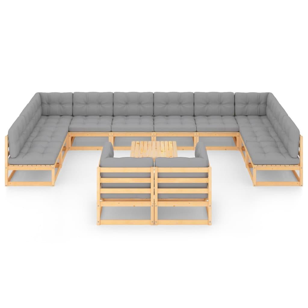 13 Piece Garden Lounge Set with Cushions Solid Pinewood