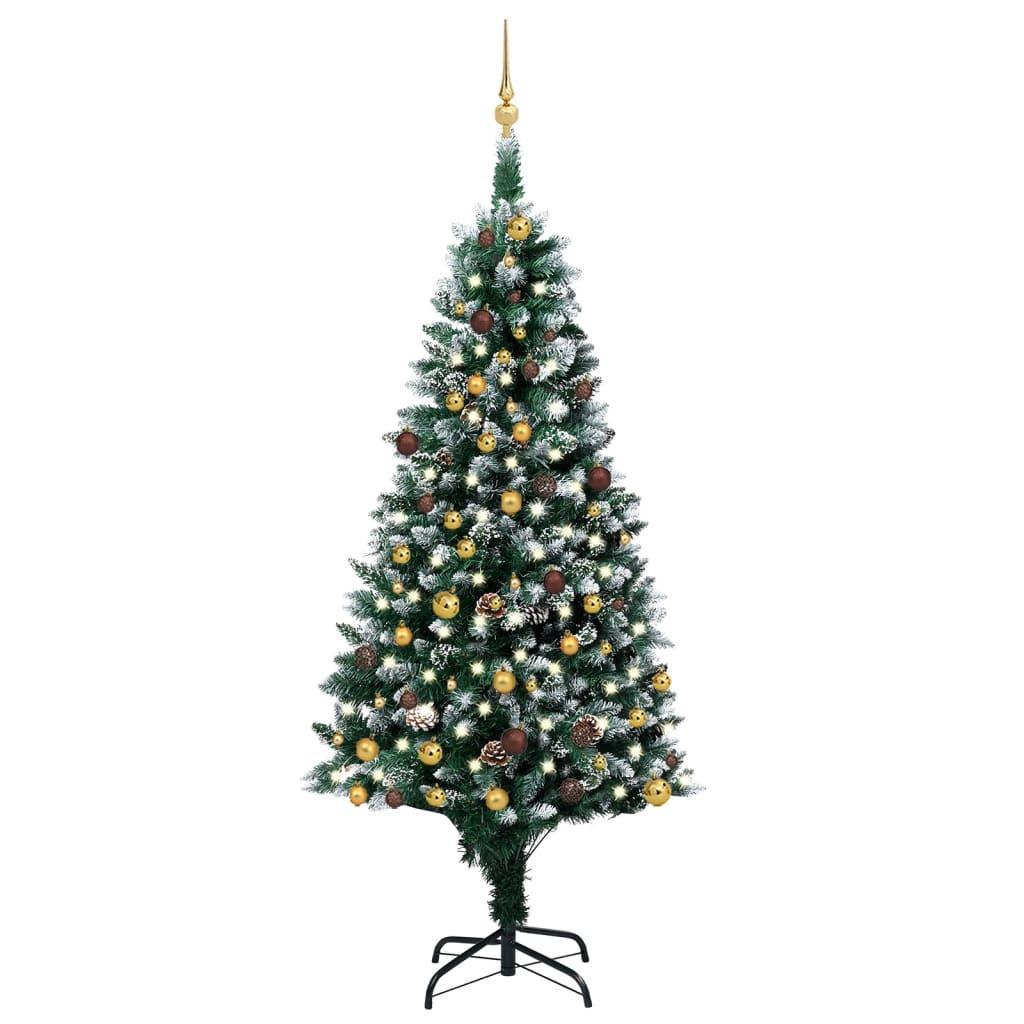 Artificial Pre-lit Christmas Tree with Ball Set&amp;Pinecones 210 cm
