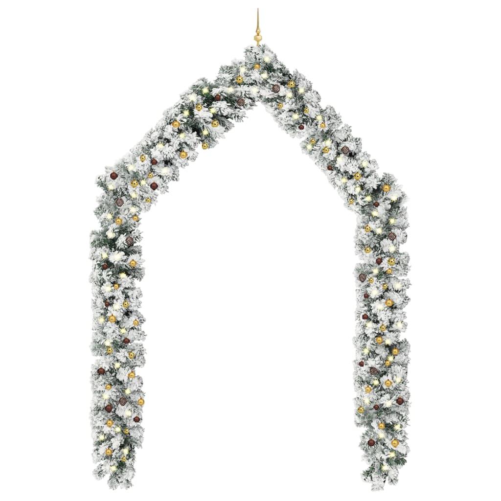 Christmas Garland with LEDs&Ball Set Green 20 m PVC