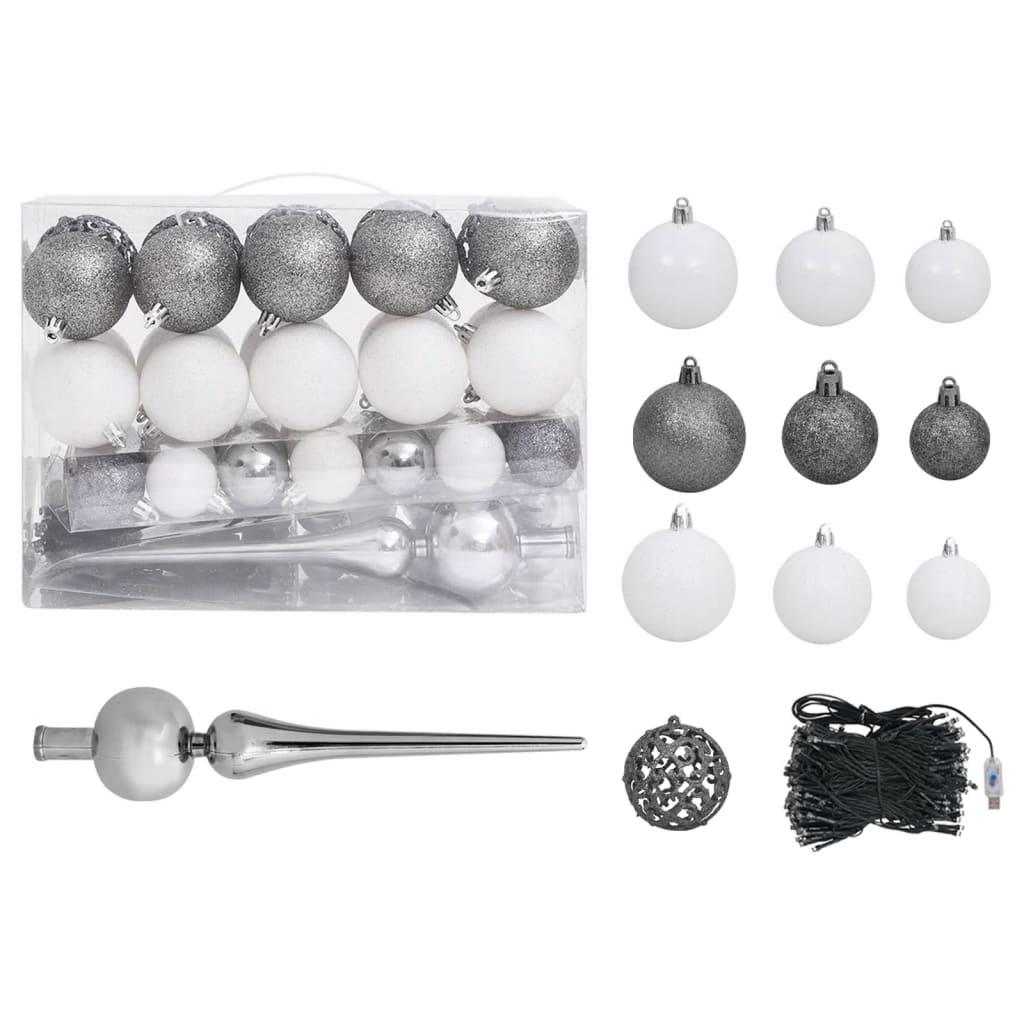 Artificial Pre-lit Christmas Tree with Ball Set Green 240 cm PVC