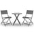 3 Piece Folding Bistro Set Steel Grey