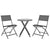 3 Piece Folding Bistro Set Steel Grey