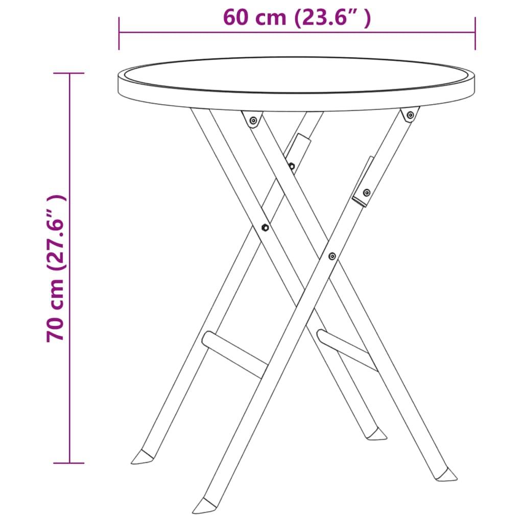 3 Piece Folding Bistro Set Steel Grey