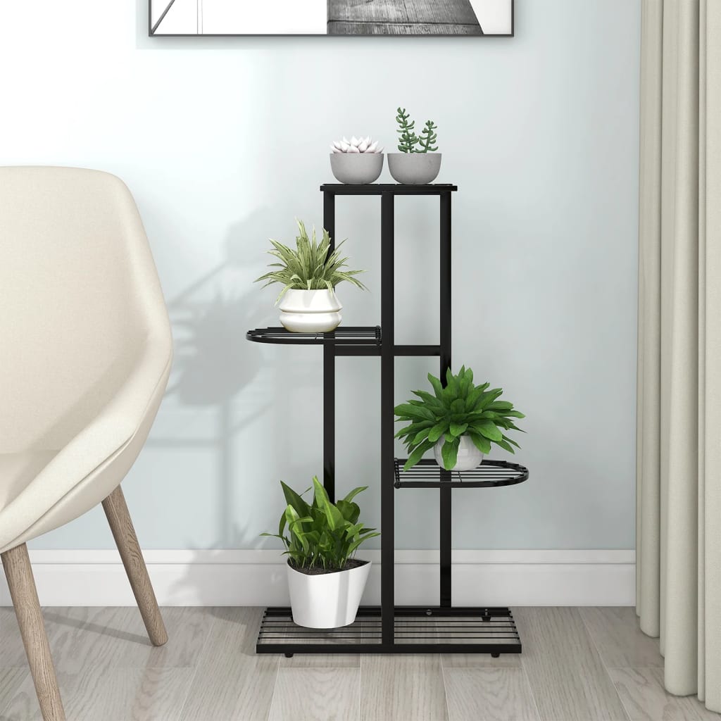 4-Floor Flower Stand 43x22x76 cm Black Metal