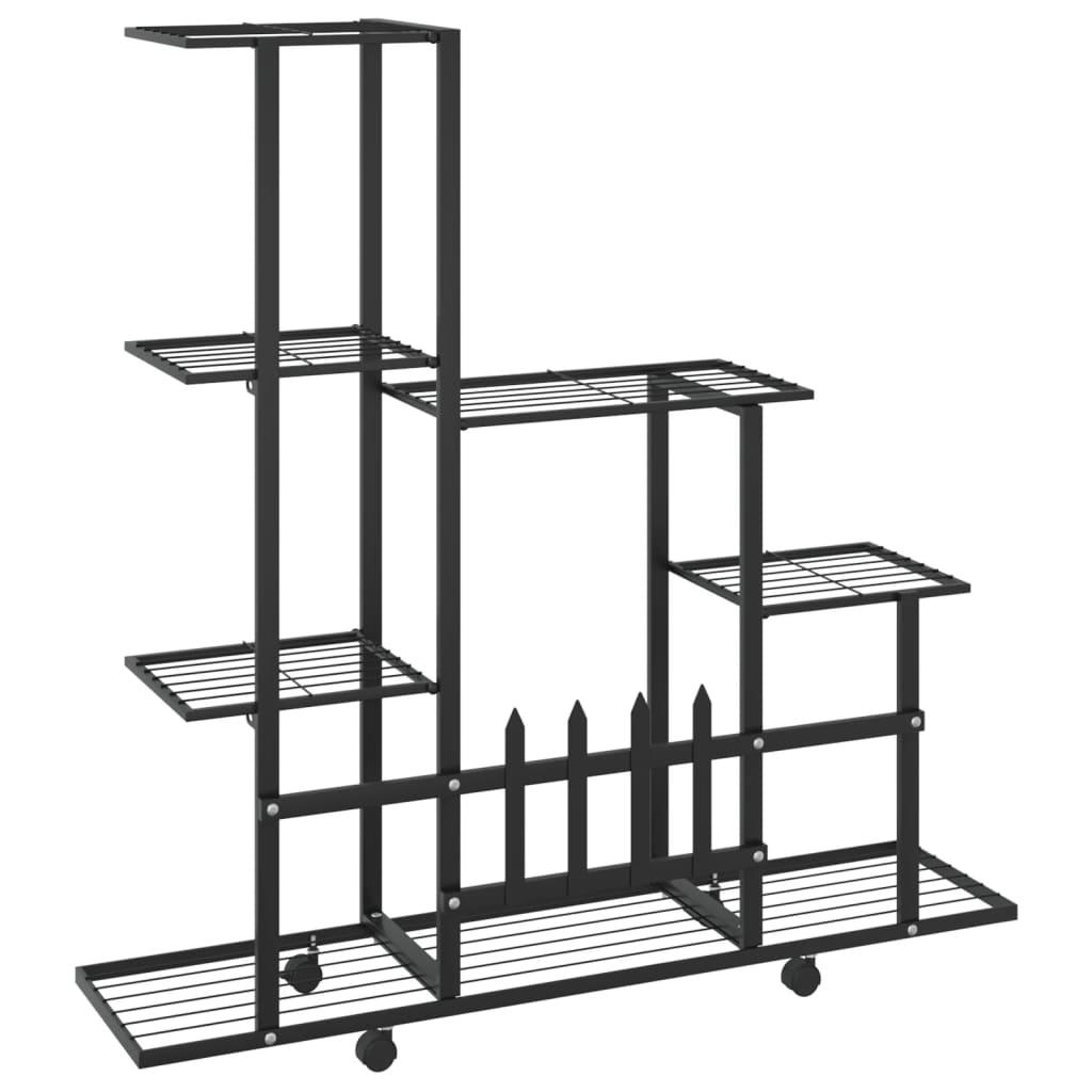 Flower Stand with Wheel 94.5x25x92.5 cm Black Metal