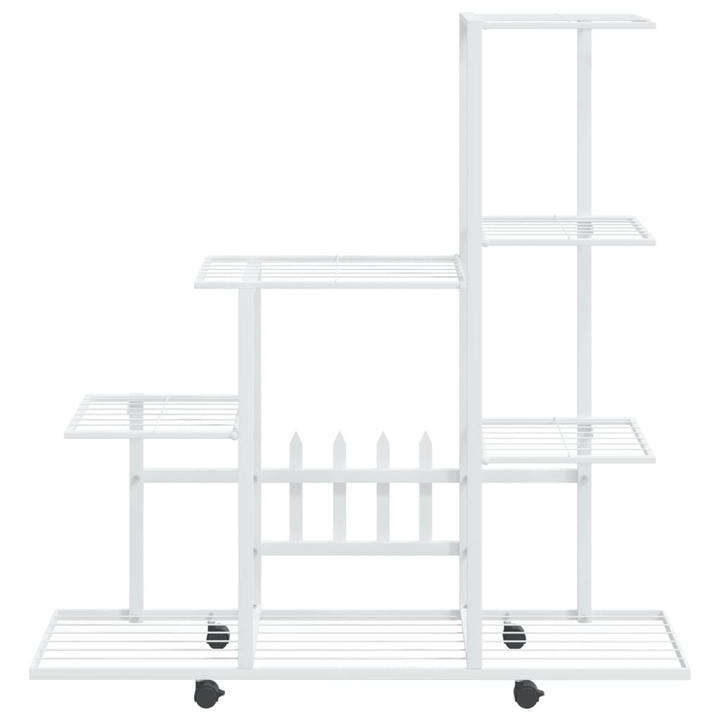 Flower Stand with Wheel 94.5x25x92.5 cm White Metal